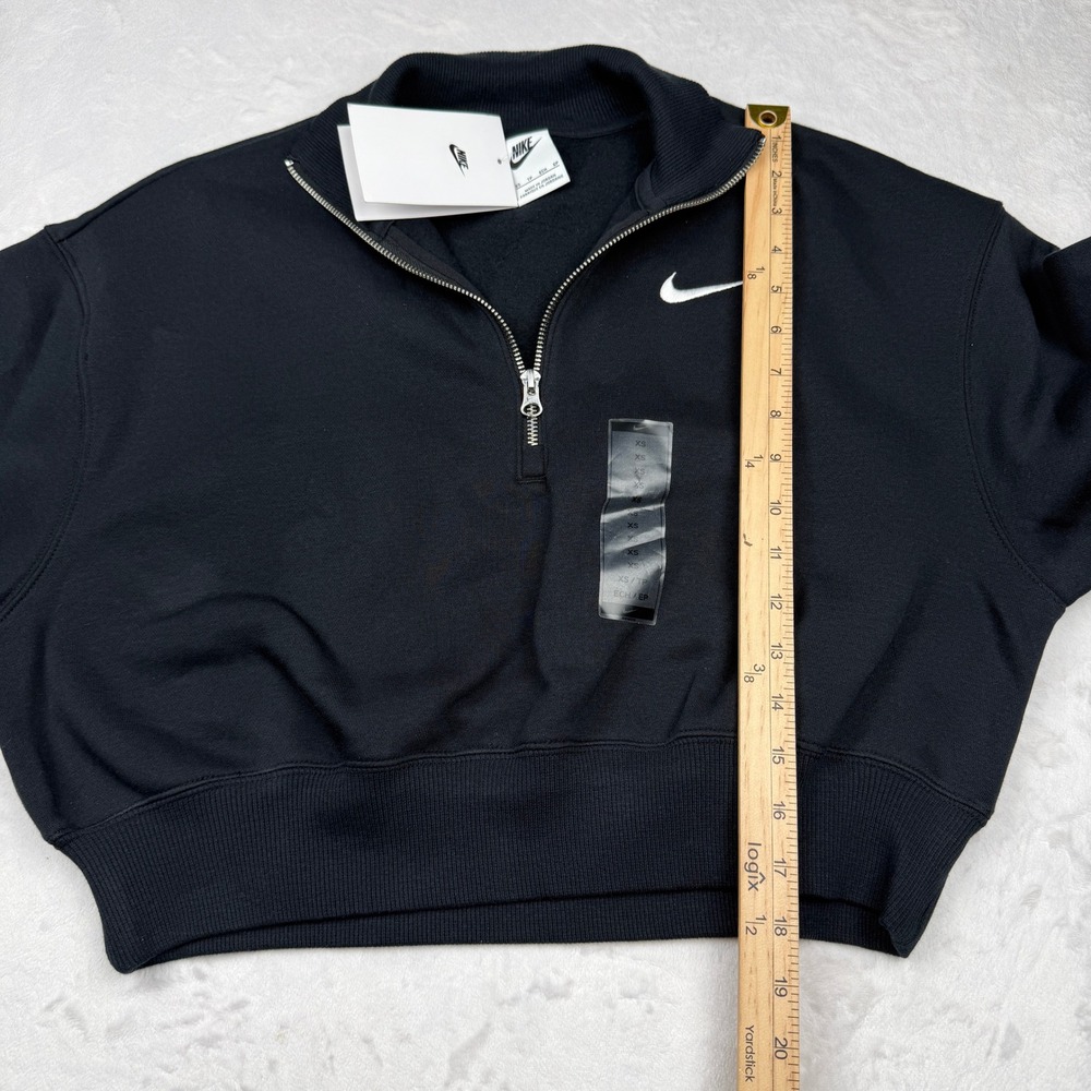 NWT Nike Phoenix Fleece Quarter-Zip Cropped Sweatshirt XS Black Gorpcore Sporty - Picture 7 of 8